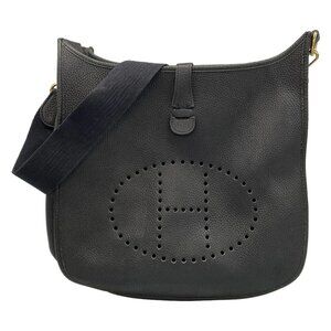HERMES Evelyne GM Black Vachette Grainee Des Ardennes Unconfirmed Shoulder Bag
